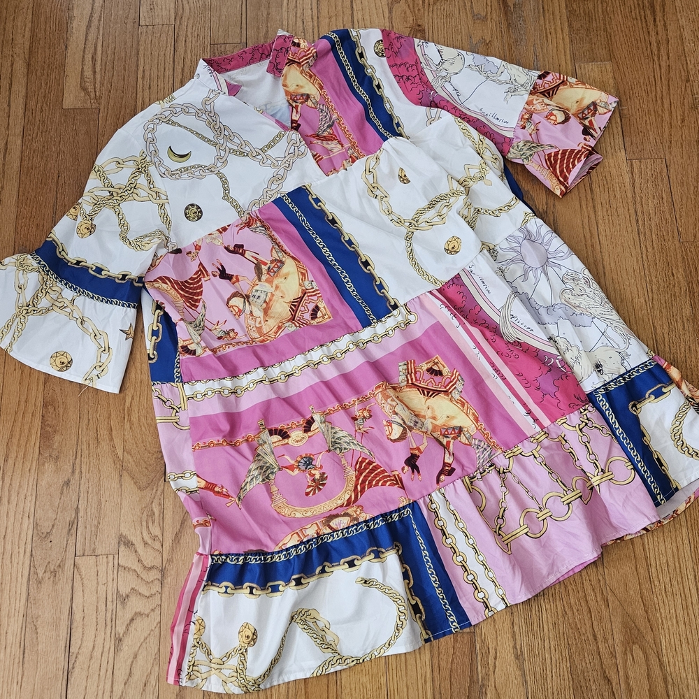 Colorful Patchwork Mini Dress XXL